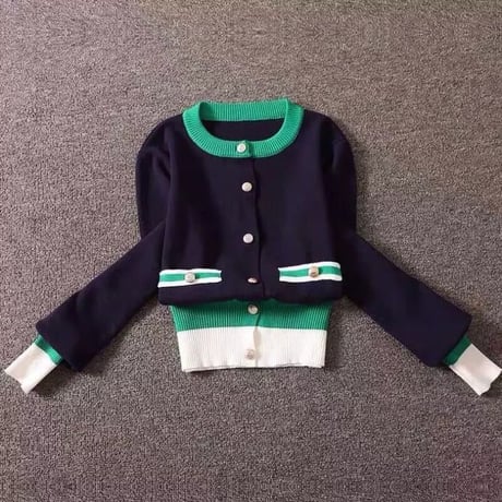 マルチボーダーカーディガン スカートセット 2色展開