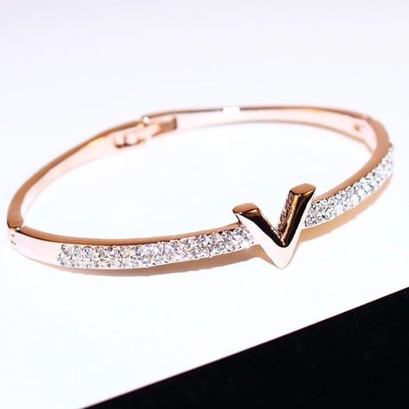 【Rosegold即納】Vデザイン ジュエリーブレスレット 2色展開
