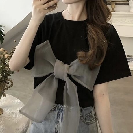 シフォンリボン Tシャツ 2色展開