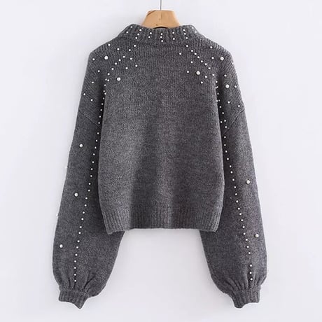 ドロップスリーブ パールハイネックニット 4色展開