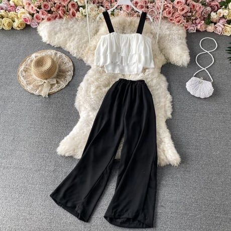 フリルトップス パンツセットアップ 4色展開