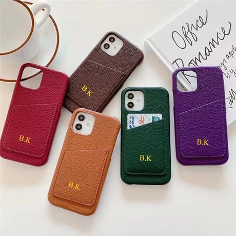 【カスタム】ゴールドイニシャル レザーiPhoneケース 13色展開