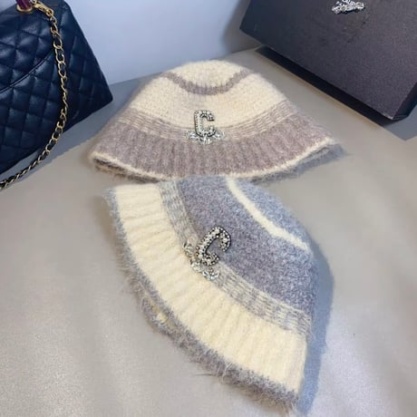 ビジューモチーフウールバケットハット 4色展開