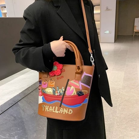 カラフルステッチ バケットバッグ 5色展開