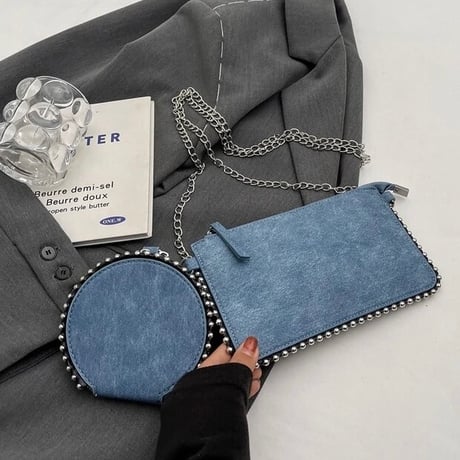 シルバーリベット ダブルバッグ 4色展開