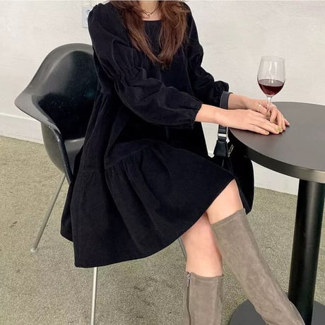 コーデュロイ フレアワンピース