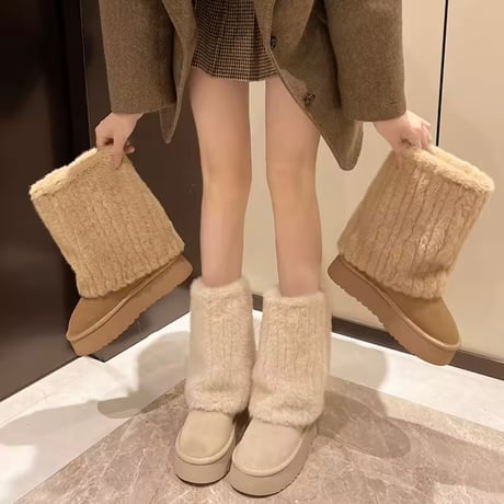 フェイクフォックスファーブーツ 2色展開