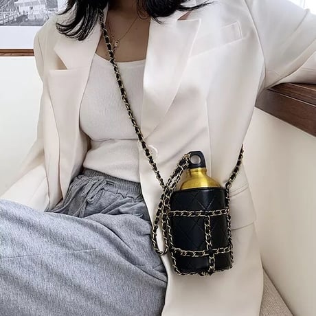 【即納】タンブラー ゴールドチェーンレザーバッグセット