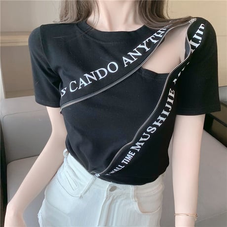 ジッパーメッセージ Tシャツ 2色展開