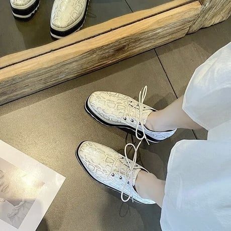 スネークプリント ハイソールシューズ 4色展開