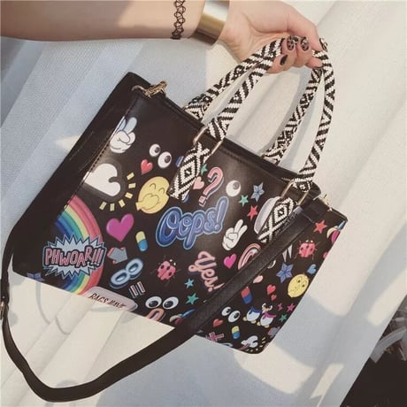 2wayカラフルグラフィック バッグ 2色展開