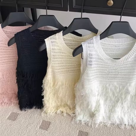 タッセルサマーニットトップス 4色展開