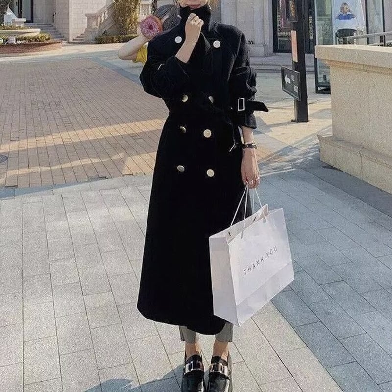 ダブルボタン ハイネックウールトレンチコート | Selectshop.Joie
