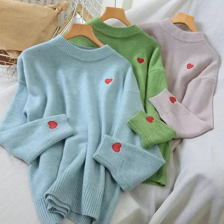 【進撃のノア様着用♡】【Red即納】ハートステッチニット 7色展開