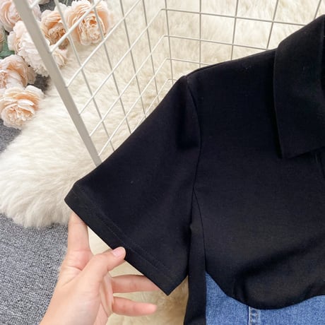 デニムビスチェ ポロワンピース 2色展開