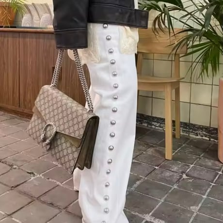 サイドリベットハイウエストデニムパンツ 2色展開