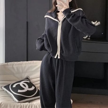 コーデュロイ ラインジッパーセットアップ