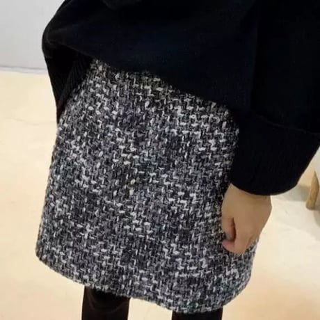ツイードニット ペンシルスカート 2色展開