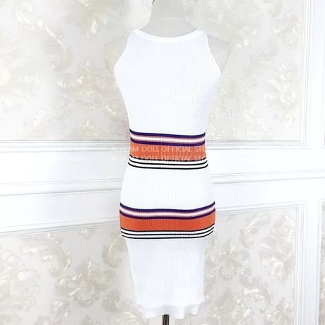バッククロス ストライプミニワンピース 2色展開