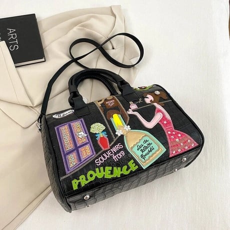 カラフルステッチ クロコデザインバッグ 6色展開