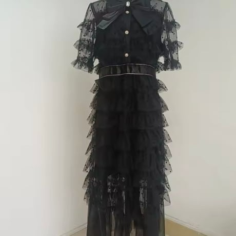 ビジュードットフリルタイワンピース 2色展開