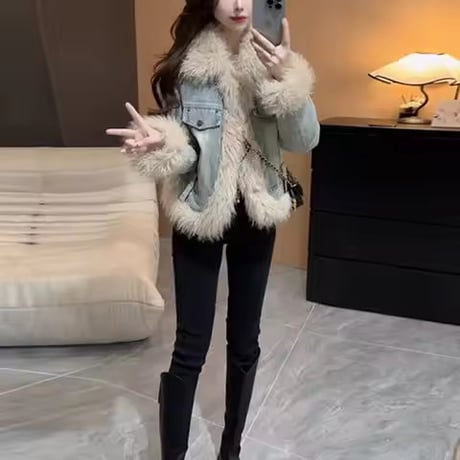ファーデニムジャケット