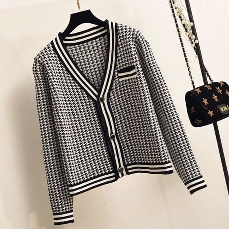 千鳥格子 ニットセットアップ 2色展開