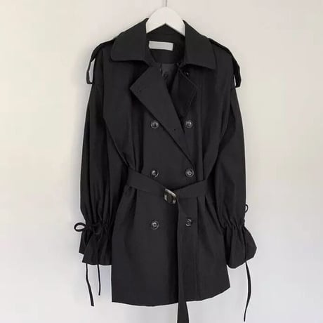 スリーブリボン カシュクールトレンチコート 2色展開