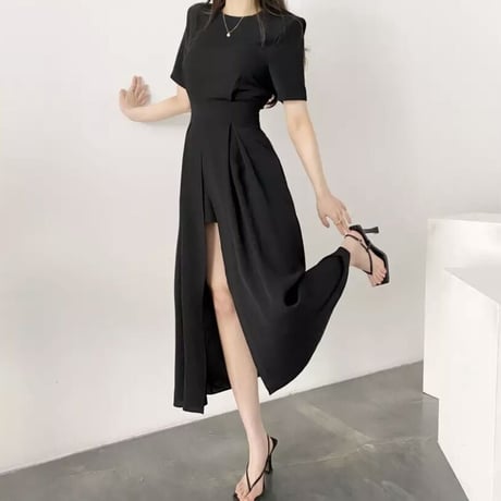 スリットパンツ ハイウエストワンピース 3色展開