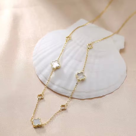 【Silver925】シェルフラワーネックレス 2色展開