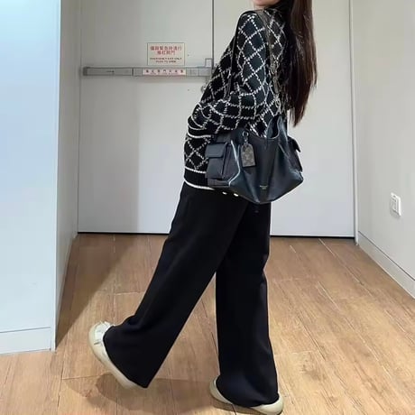ゴールドボタンチェックカーディガン
