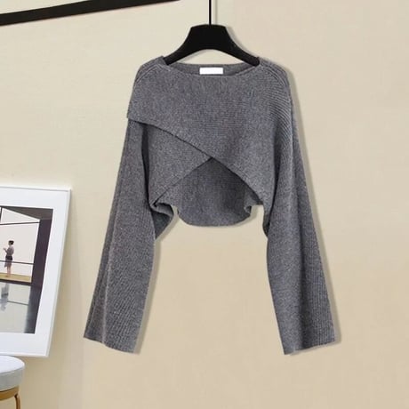 バストクロスニット ワンピースセット 4色展開
