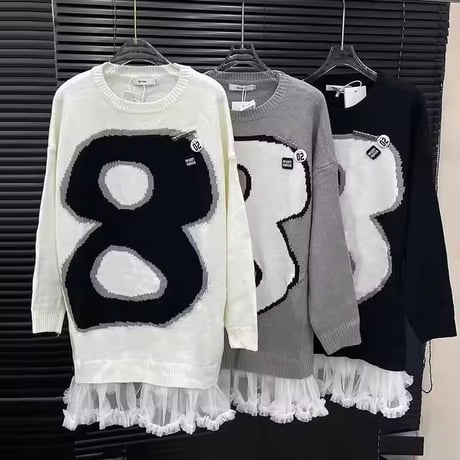エイトヘムレースニットワンピース 3色展開