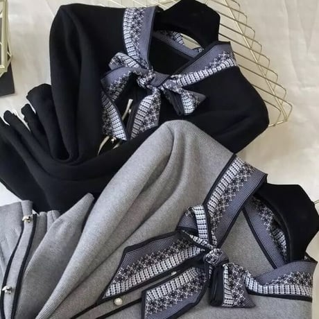 リボンスカーフ ニット 2色展開