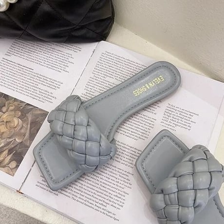 【Blue23.0cm即納】 クロップド フラットサンダル 4色展開