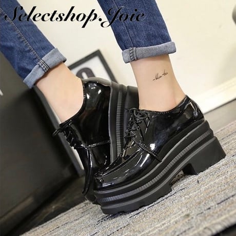 【Black23.5cm即納】プラットフォーム オックスフォードシューズ 2色展開
