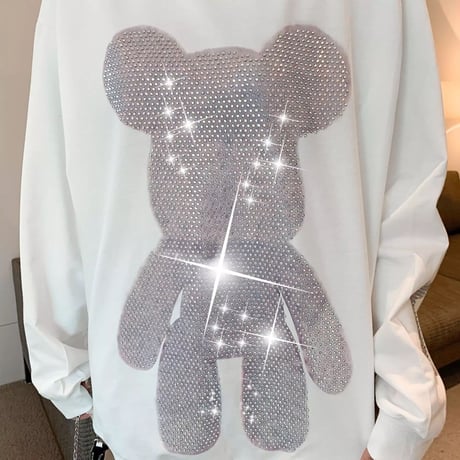 ラインストーンベアー ルーズロンT 4色展開