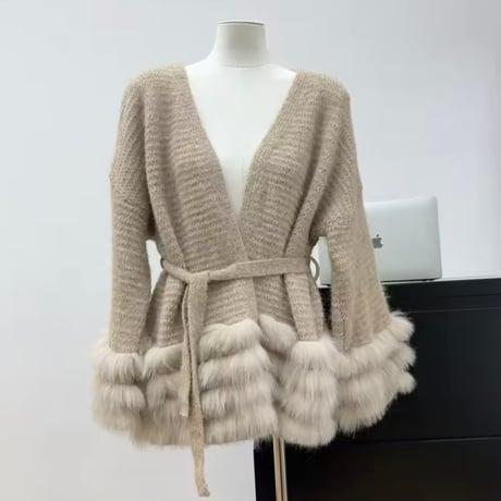 ヘムファーカーディガン 3色展開