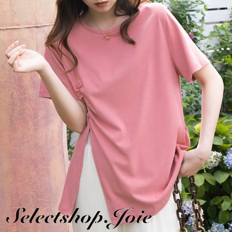 【即納】ピンク スリットTシャツ