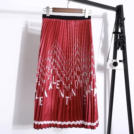 レタリングライン プリーツスカート 4色展開