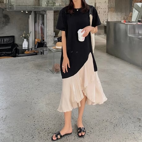 シフォンヘム Tシャツワンピース