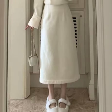【long丈】ヘムファーカシミヤタッチセットアップ 2色展開