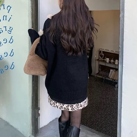 フリルリボンパッチワーク ニット