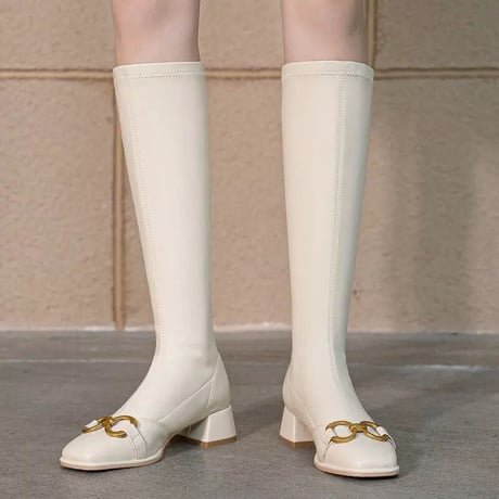 ゴールドバックル ロングブーツ 3色展開
