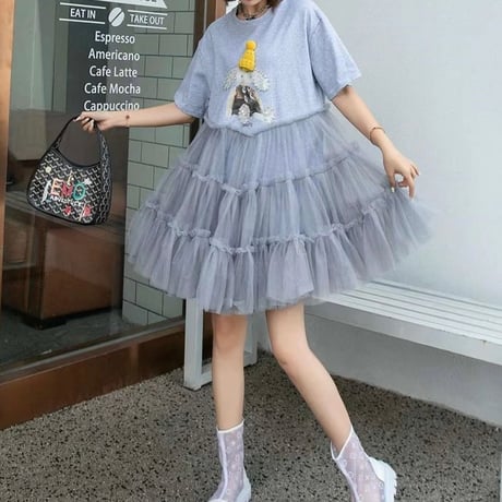 エレファントフリルレイヤードワンピース 2色展開
