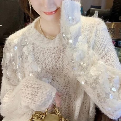 スパンコールラメ ニット 3色展開