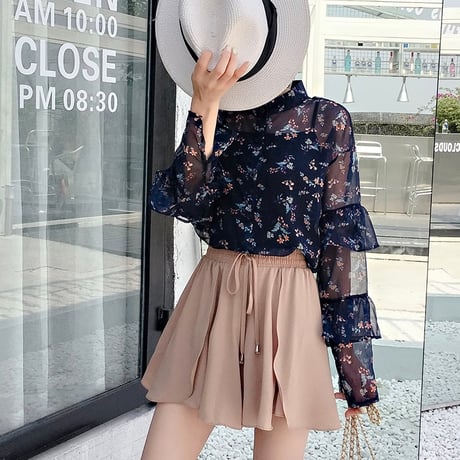 シフォンフェイクパンツスカート 3色展開