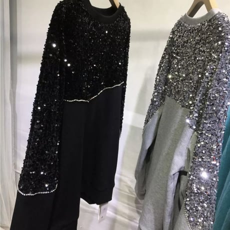 スパンコール ストーンラインスウェット 2色展開