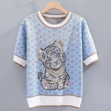 クリスタルストーン タイガーサマーニット 2色展開