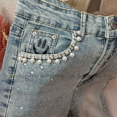 バックスマイリー ビジューデニムパンツ